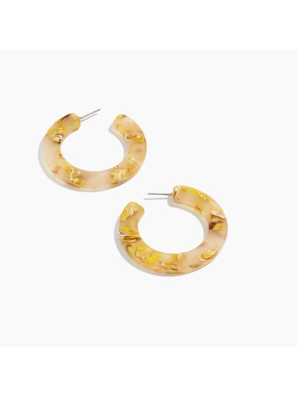 Madewell Acetate Hoop Earrings in Light Lemon Tort
